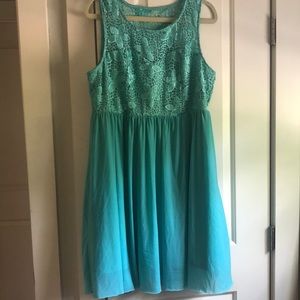 Turquoise embroidered dress